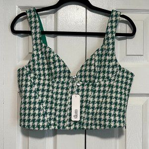 Glam Green and White Tweed Crop Top -  New with Tags